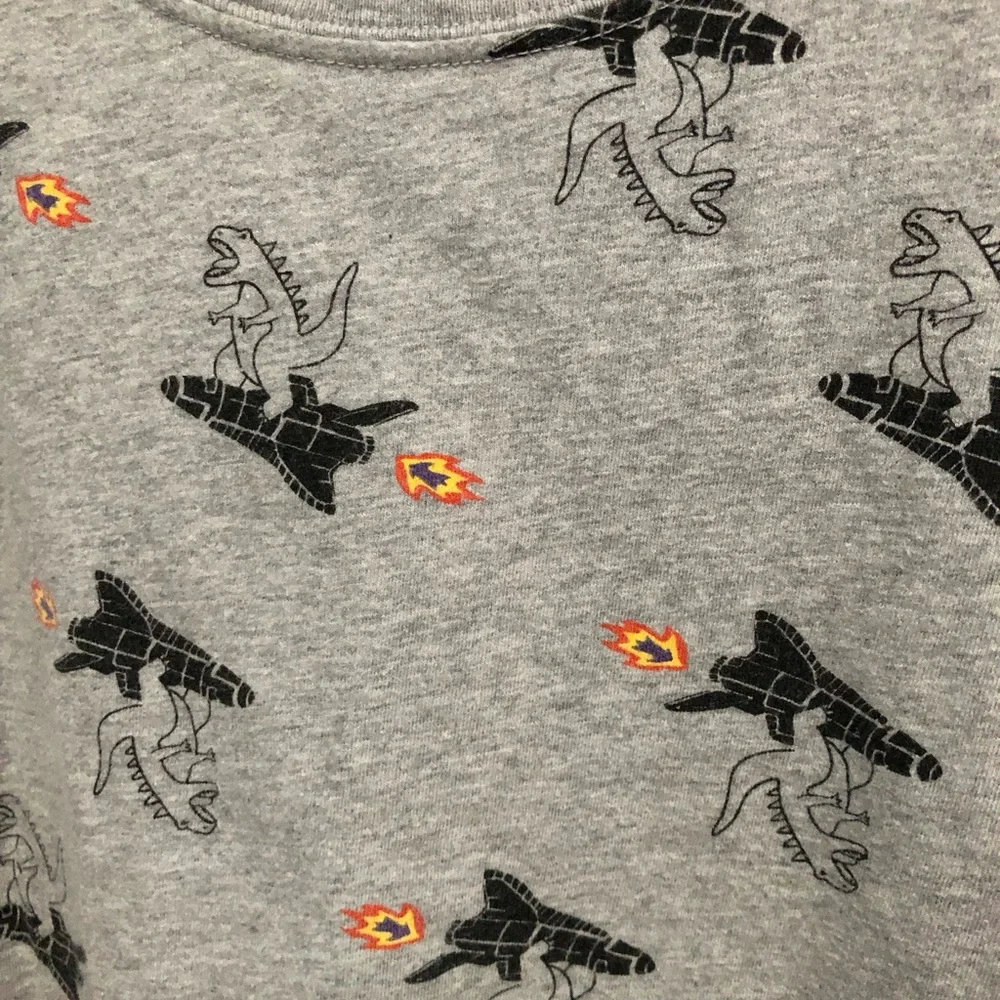 Hanna Andersson 120 boys sz 6 7 T-shirt Godzilla Spaceship Dino Cotton